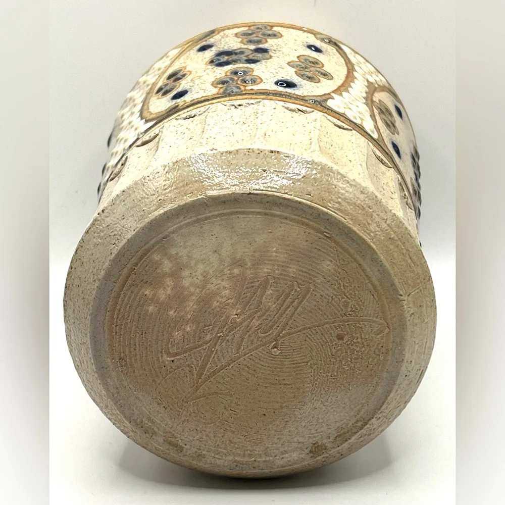 Studio Art Pottery Handmade Vase Textured Flower Pot Signed 6.8 in Height